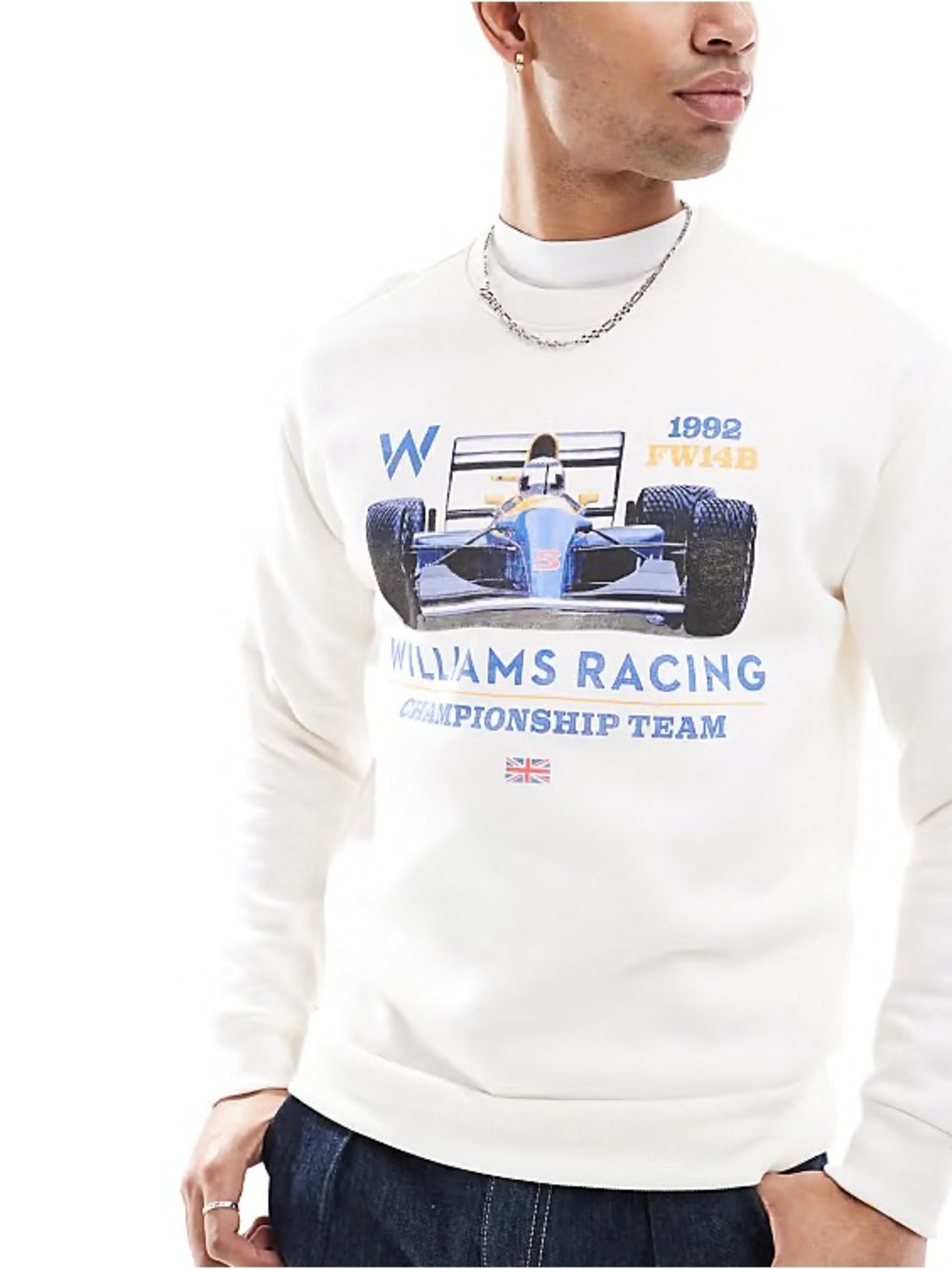 Hollister White Williams Racing Graphic Crewneck Sweatshirt